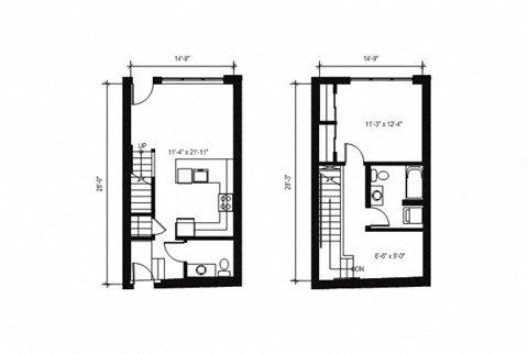 Stack House Apartments in Seattle, Washington 1x1.5 Townhome Floor Plan